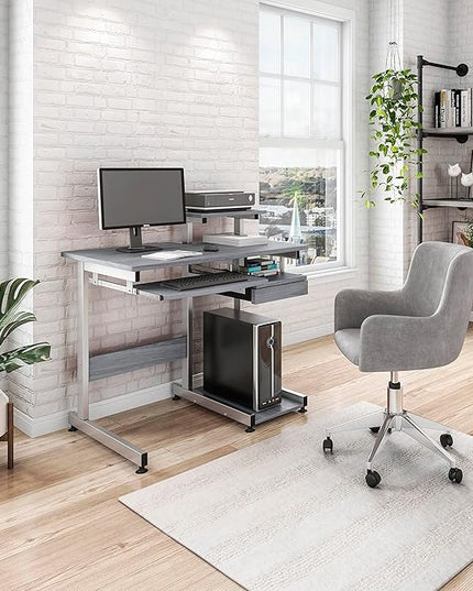 NicBex Laik-DW-00053-DX Desks, 37.75" W x 22" D x 35.25" H, Gray - LeafyLoom