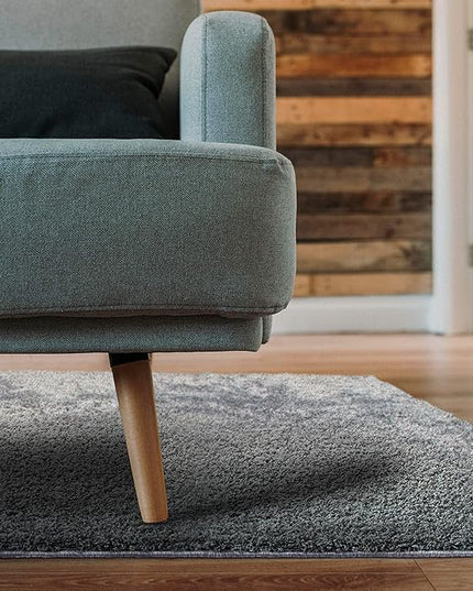 Amy & Delle Modern Shaggy Area Rug Pad| Ultra Soft, Luxury Carpet for Home, Bedroom, Living Room, Bathroom/Toilet| Grey, 39.3 x 39.3 Size, | Plush, Decorative Footcloth/Floor Cover/Play Mat - LeafyLoom