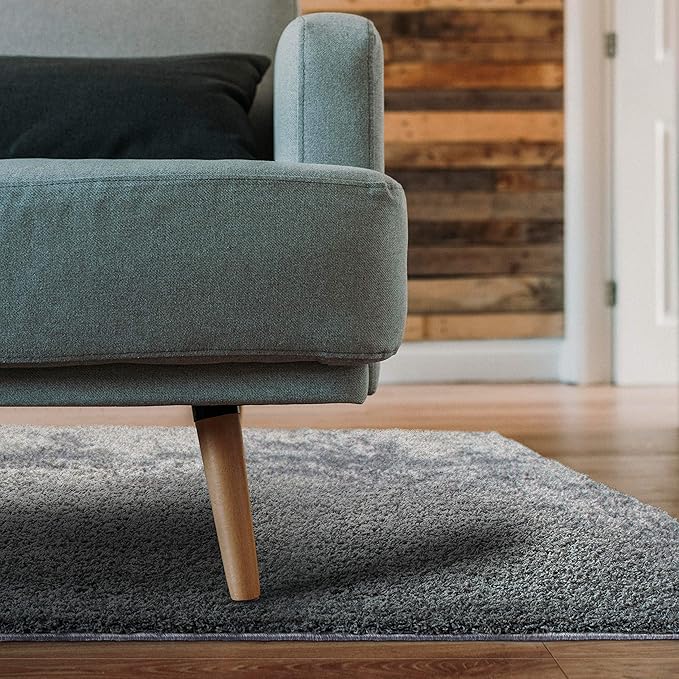 Amy & Delle Modern Shaggy Area Rug Pad| Ultra Soft, Luxury Carpet for Home, Bedroom, Living Room, Bathroom/Toilet| Grey, 39.3 x 39.3 Size, | Plush, Decorative Footcloth/Floor Cover/Play Mat - LeafyLoom