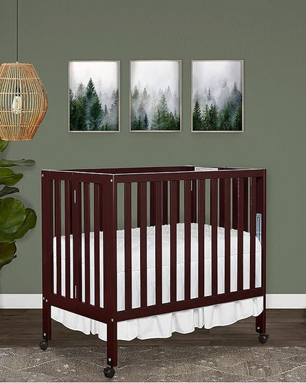 Jett Non-Full Size Folding Convertible Crib, Lightweight Portable Crib, Three Adjustable Mattress Height Settings, Easy to Fold Travel Crib, 1.5” Mattress Pad Included - LeafyLoom