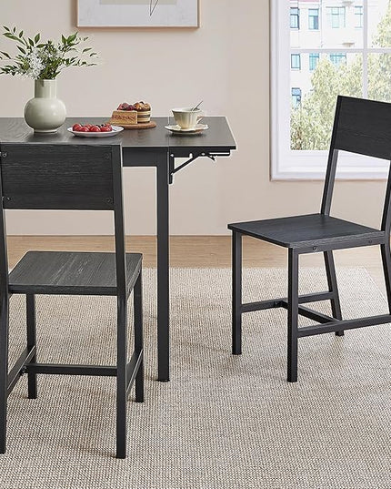 VASAGLE Dining Chair Set of 2, Rustic Wood Chairs with Metal Steel Frame, Easy to Assemble, Comfortable Seat, Modern Farmhouse Chair for Kitchen, Bedroom, Living Room, Charcoal Gray and Ink Black - LeafyLoom