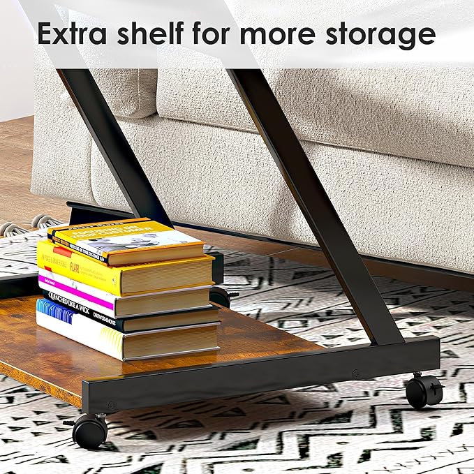 sogesfurniture Retro Computer Desk, Small Mobile Workstation with Keyboard Tray, Printer Shelf & Storage, 23.6x18.9x28.7 inches, Engineered Wood, for Home and Office - LeafyLoom