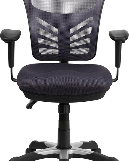 Flash Furniture Nicholas Mid-Back Swivel Office and Gaming Chair, Ergonomic Mesh Office Chair with Adjustable Lumbar Support and Height, Dark Gray - LeafyLoom