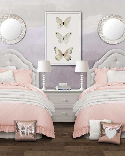 Lush Decor Reyna Ruffle Comforter Set - 3 Piece Cozy Ruffled Bedding Set - Timeless Elegance and Comfort for Dorm Room - Full/ Queen, Blush - LeafyLoom