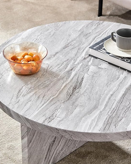 NicBex Modern Round MDF Material Circular Coffee Table with Texture, 31.4 Inch Contemporary Middle Table Modern Tea Table Suitable for Small Spaces, Living Room, Gray - LeafyLoom