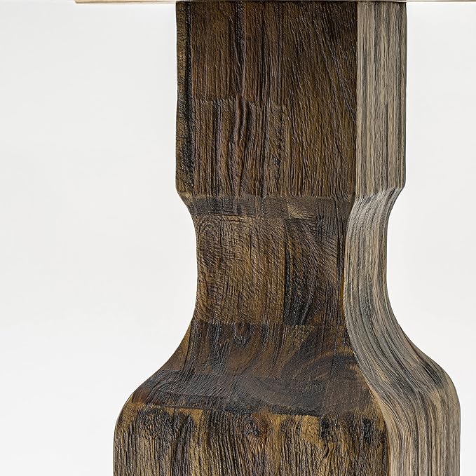 East West Furniture F3AB5-747 Ferris 5 Piece Modern Dining Set Includes a Round Wooden Table with Pedestal and 4 Light Sable Linen Fabric Upholstered Chairs, 48x48 Inch - LeafyLoom