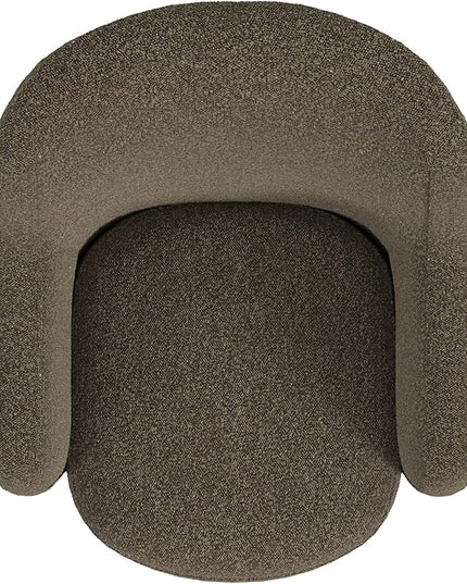 HomePop Décor Upholstered 360° Barrel Back Swivel Accent Living Room & Bedroom|Decorative Home Furniture Directors-Chairs, Dark Brown Boucle - LeafyLoom