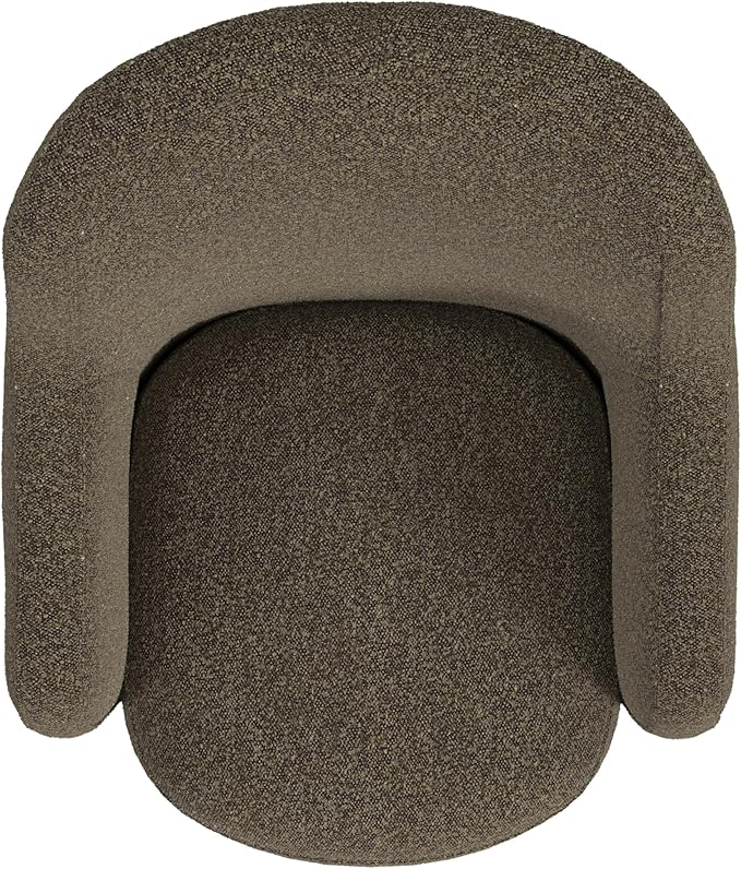 HomePop Décor Upholstered 360° Barrel Back Swivel Accent Living Room & Bedroom|Decorative Home Furniture Directors-Chairs, Dark Brown Boucle - LeafyLoom