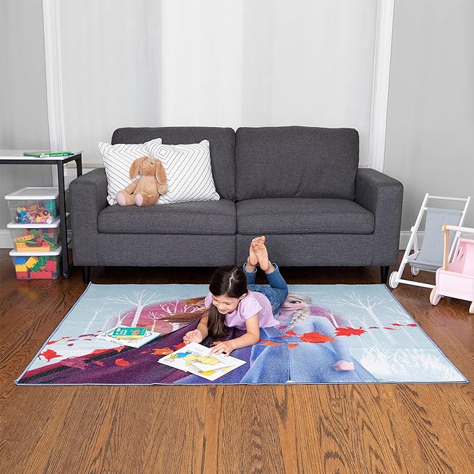 Disney Frozen 2 Kids Room Non Slip Area Rug, 69 in x 52 in, "Official" Disney Product By Franco - LeafyLoom