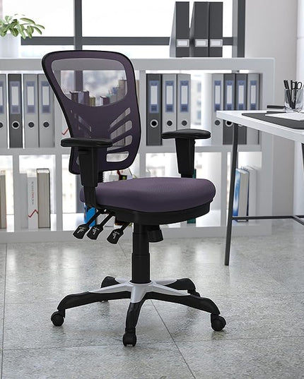 Flash Furniture Nicholas Mid-Back Swivel Office and Gaming Chair, Ergonomic Mesh Office Chair with Adjustable Lumbar Support and Height, Dark Gray - LeafyLoom