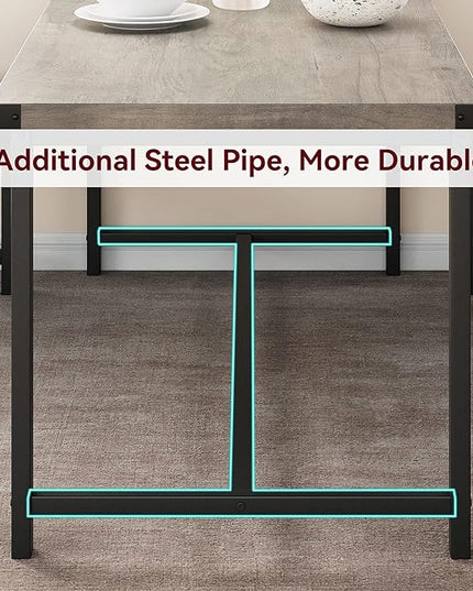 Kitchen Table with Benches, Dining Table Set for 4, Rectangular Dining Room Table Set with 2 Upholstered Benches, 3 Piece Kitchen Table Set for Small Space, Apartment, Studio, Retro Gray - LeafyLoom