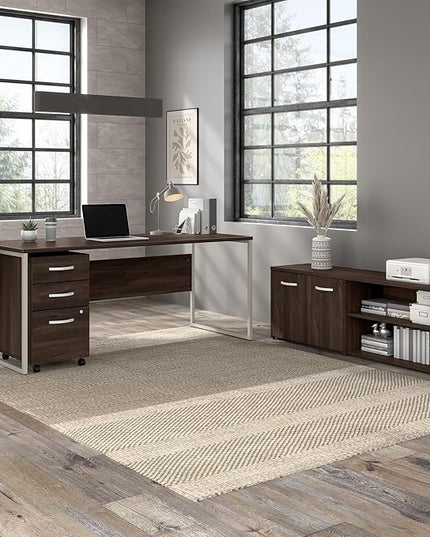 Bush Business Furniture Hybrid 72W x 30D Computer Table Desk with Metal Legs in Black Walnut - LeafyLoom