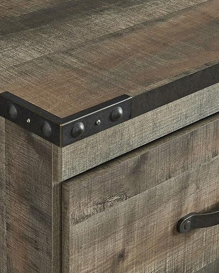 Signature Design by Ashley Trinell Vintage Large TV Stand up to 60" with 3 Adjustable Shelves and Fireplace Option, Dark Brown - LeafyLoom