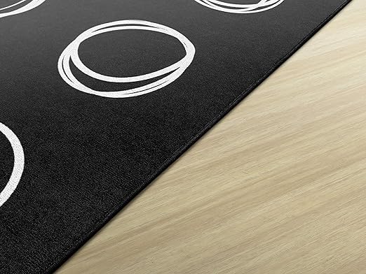 Flagship Carpets Circle Sampler Abstract Educational Area Rug for Kids Room or Childrens Classroom Carpet, Playroom or Home Learning, 10'6" x 13'2", Black, FA1660-58FS - LeafyLoom