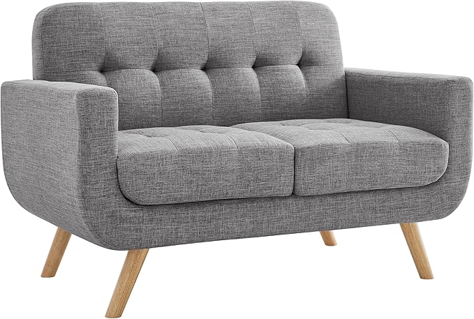 ROSEVERA Elena Contemporary Accent Armchair with Linen Upholstery Living Room Furniture, Gray - LeafyLoom