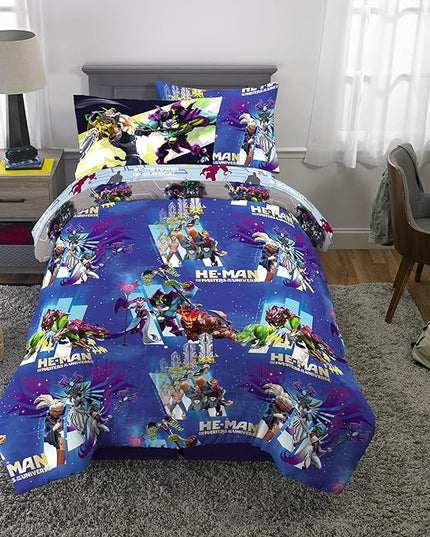 Franco Kids Bedding Super Soft Comforter and Sheet Set with Sham, 5 Piece Twin Size, He-Man and the Masters of the Universe - LeafyLoom