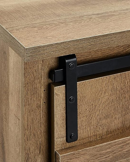 ROCKPOINT 60inch Entertainment TV Stand Media Console Industrial Cabinet, Dark Oak - LeafyLoom