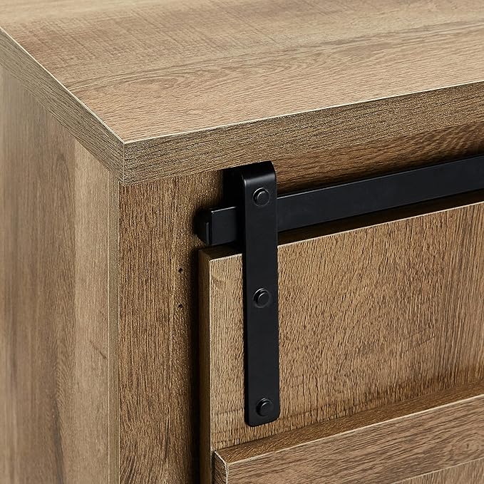 ROCKPOINT 60inch Entertainment TV Stand Media Console Industrial Cabinet, Dark Oak - LeafyLoom