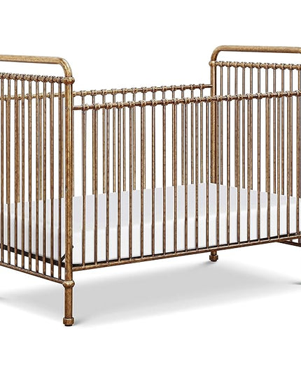NAMESAKE Abigail 3-in-1 Convertible Metal Crib in Vintage Gold, Greenguard Gold Certified - LeafyLoom
