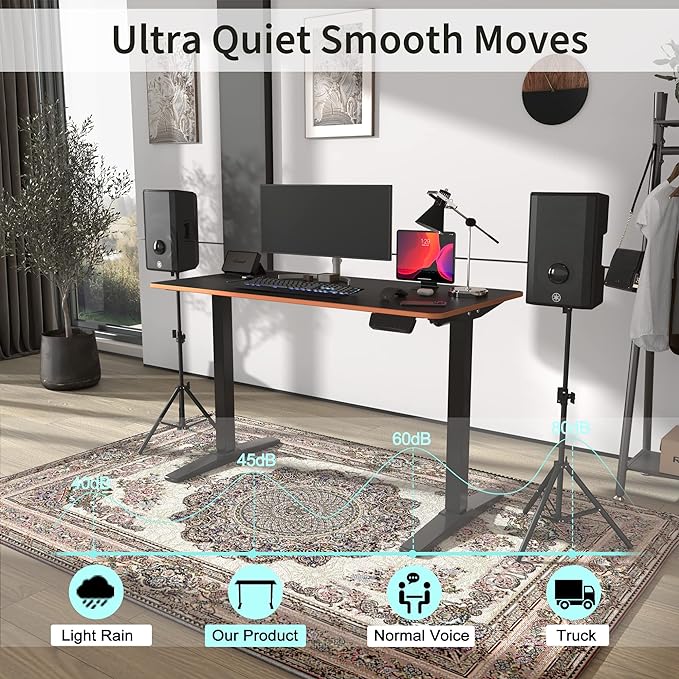 Monomi Height Adjustable Electric Standing Desk, 48 x 24 Inches Sit Stand up Desk, Memory Computer Home Office Desk (Black Frame+ Black Top) - LeafyLoom