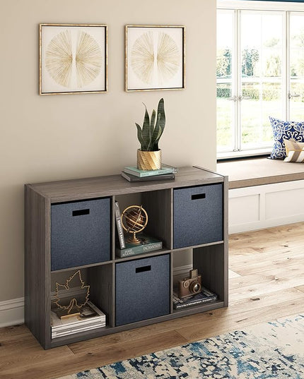 ClosetMaid Decorative 6 Cube Open Display Wood Laminate Versatile Storage Organizer for Indoor Home or Office Spaces, Graphite Gray - LeafyLoom