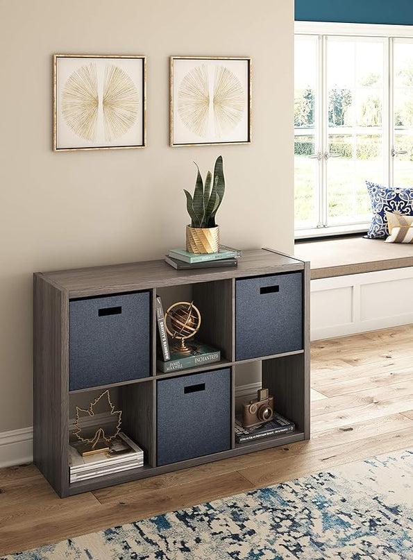 ClosetMaid Decorative 6 Cube Open Display Wood Laminate Versatile Storage Organizer for Indoor Home or Office Spaces, Graphite Gray - LeafyLoom