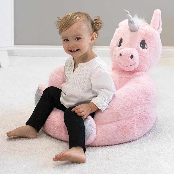 Trend Lab Pink Unicorn Toddler Chair Plush Character Kids Chair Comfy Furniture Pillow Chair for Boys and Girls, 21 x 19 x 19 inches - LeafyLoom
