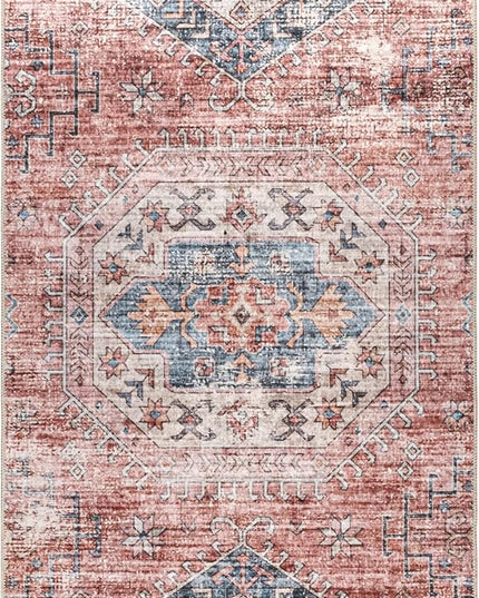 nuLOOM Desna Machine Washable Faded Vintage Ultra Thin Runner Rug, 2' 6" x 6', Peach - LeafyLoom