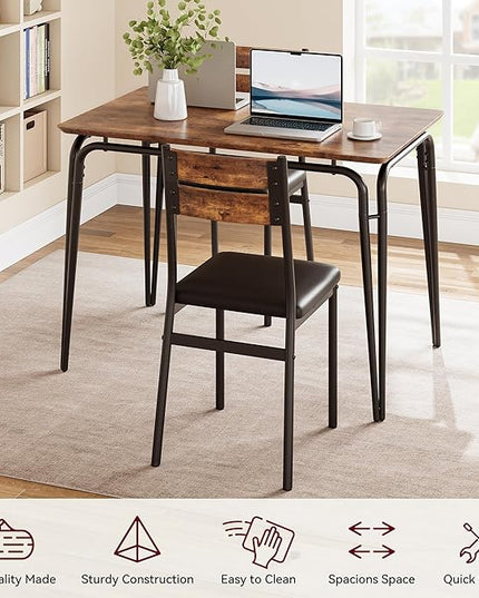 Dining Table for 4, Small Table and Chairs Set of 4, Square Dinette Set for 4, Dinner Table Set, 5 Piece Kitchen & Dining Room Sets for Small Space, Apartment (Vintage, Dining Table with 4 Chairs) - LeafyLoom