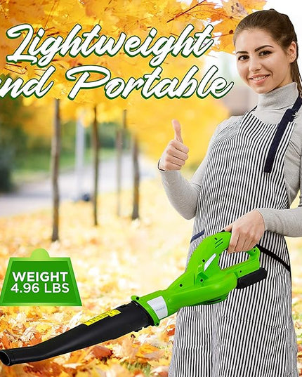 Serenlife Lightweight Cordless Leaf Blower - 18V, 55 MPH Air Speed - Perfect for Decks, Gutter Cleaning, Snow & Small Yards - Rechargeable Battery & Charger Included - Charge Time 4 Hours - Only 5 lbs - LeafyLoom