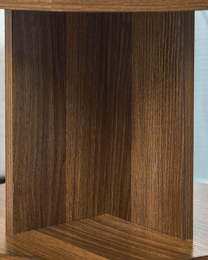 ECYIL Double Layered Independent Storage Rack, Full Circular Color Blocking Bookshelf, Suitable for Home, Office, Living Room, etc (walnut) - LeafyLoom