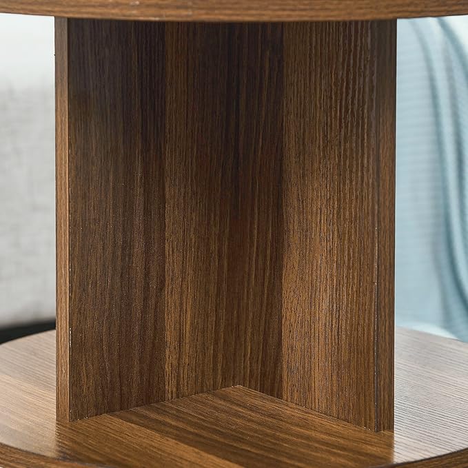 ECYIL Double Layered Independent Storage Rack, Full Circular Color Blocking Bookshelf, Suitable for Home, Office, Living Room, etc (walnut) - LeafyLoom