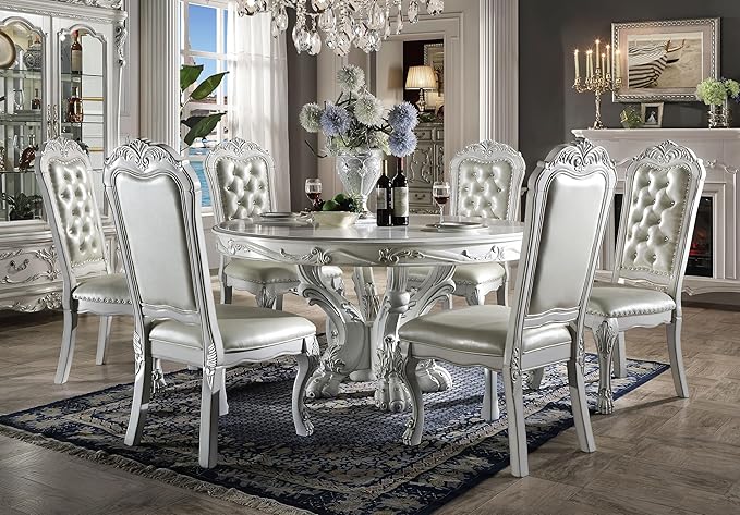 NicBex Dining Table Contemporary Kitchen Table Farmhouse Rustic Round Dining Table in Bone White Finishfor Small Place Round Dining Table, Easy Assembly, White - LeafyLoom