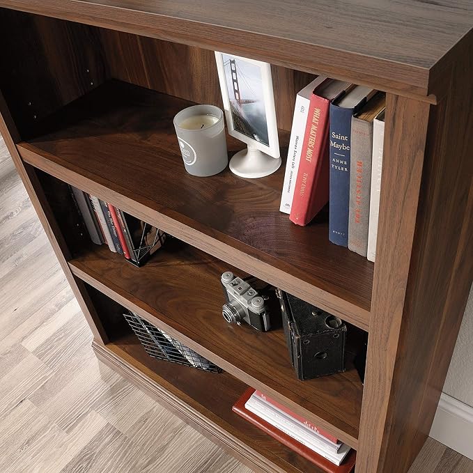 Sauder Miscellaneous Storage Bookcase/ Book shelf, L: 35.28" x W: 13.23" x H: 43.78", Grand Walnut finish - LeafyLoom