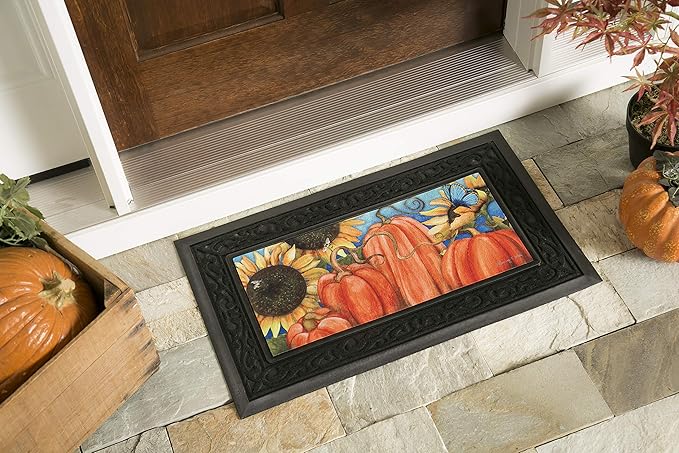 Evergreen Sassafras Bundle - Set of 5 Seasonal Interchangeable Entrance Doormats | Indoor and Outdoor |22-in x 10-in doormats and 30-in x 18-in tray | Non-slip backing | Low Profile | Home Décor - LeafyLoom