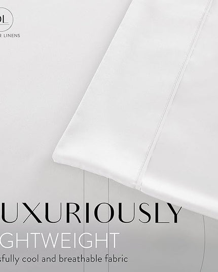 Danjor Linens Full Size Sheets Set - 6 Piece Set Including 4 Pillowcases- Deep Pockets - Breathable, Soft Bed Sheets - Wrinkle Free - Machine Washable - White Bed Sheets - 6 pc - LeafyLoom