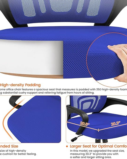 Yaheetech Office Computer Desk Chair Swivel Rolling, Cute Task Chair Ergonomic Conference Room, Mesh Work Study Chair Basic Comfy Desktop Chair with Wheels Arms, Blue - LeafyLoom