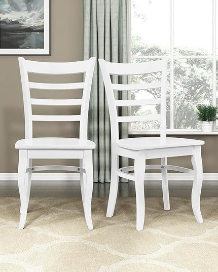 Lexicon Wood Dining Chairs, Solid Rubber Wood Armless Kitchen & Dining Room Chairs, Easy to Assemble Wooden Dining Chairs, Modern Dining Chair, White Dining Chairs Set of 2 - LeafyLoom