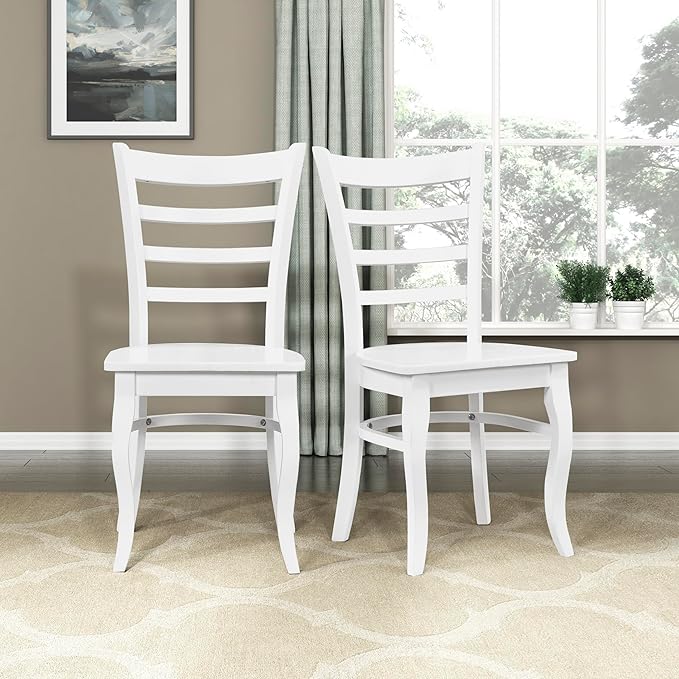 Lexicon Wood Dining Chairs, Solid Rubber Wood Armless Kitchen & Dining Room Chairs, Easy to Assemble Wooden Dining Chairs, Modern Dining Chair, White Dining Chairs Set of 2 - LeafyLoom