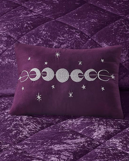 Intelligent Design Queen Comforter Set, Velvet Comforter Set , Luxury Diamond Quilting Comforter Set, Fluffy Comforter Bed Set with Decorative Pillowand 2 Shams, 4 Piece Purple, Full/Queen - LeafyLoom