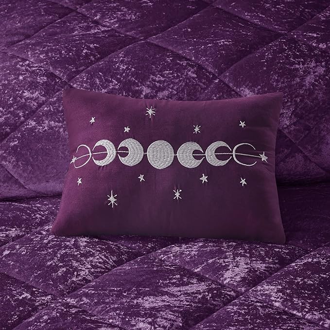 Intelligent Design Queen Comforter Set, Velvet Comforter Set , Luxury Diamond Quilting Comforter Set, Fluffy Comforter Bed Set with Decorative Pillowand 2 Shams, 4 Piece Purple, Full/Queen - LeafyLoom
