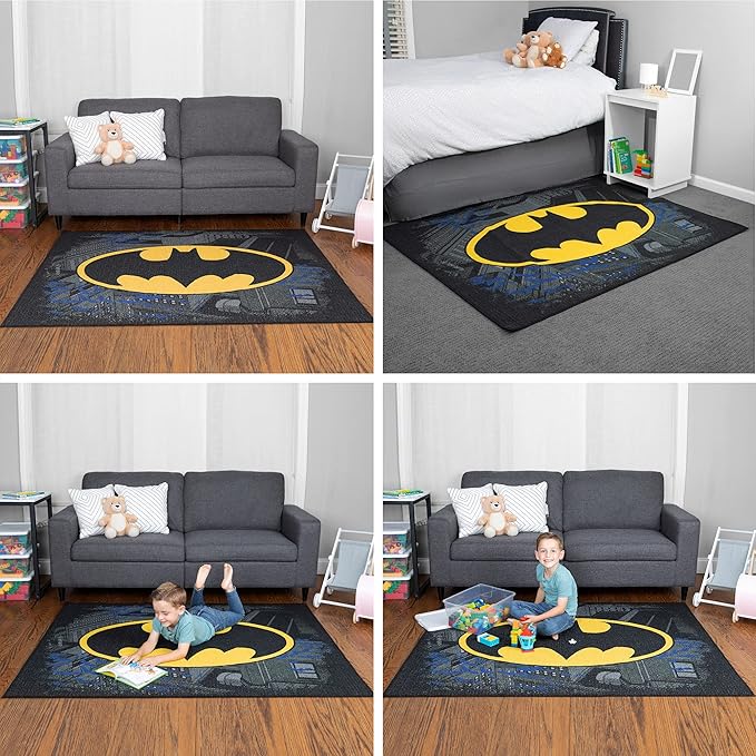 Franco Kids Room Non Slip Area Rug, 69 in x 52 in, Batman - LeafyLoom