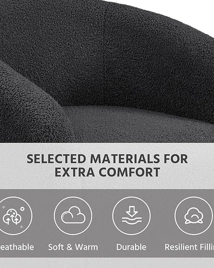 Yaheetech Accent Barrel Chair, Boucle Fabric Club Chair, Furry Sherpa Elegant Armchair with Cozy Soft Padded, Suitable for Living Room Bedroom Reception Room Office, Dark Gray - LeafyLoom