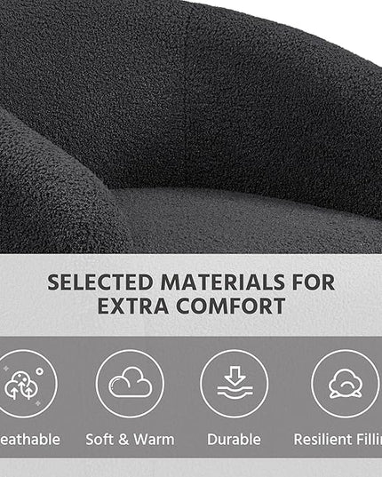 Yaheetech Accent Chairs Set of 2, Furry Living Room Chairs, Sherpa Barrel Chairs with Cozy Soft Padded, Boucle Fabric Armchais for Living Room Bedroom Reception Room Office, Dark Gray - LeafyLoom