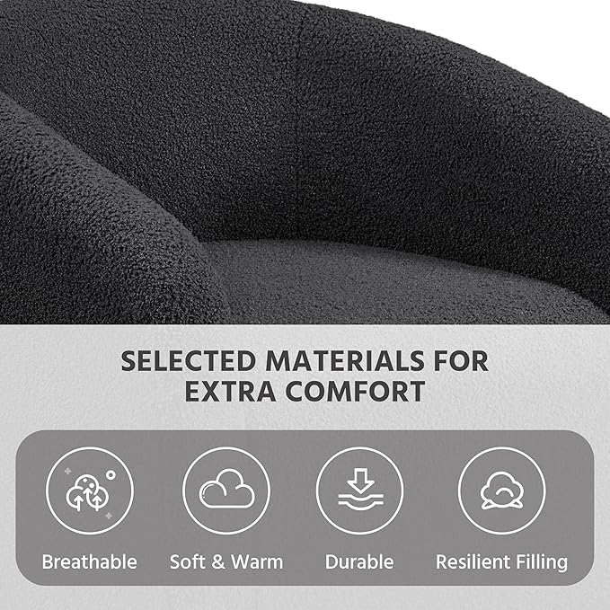 Yaheetech Accent Chairs Set of 2, Furry Living Room Chairs, Sherpa Barrel Chairs with Cozy Soft Padded, Boucle Fabric Armchais for Living Room Bedroom Reception Room Office, Dark Gray - LeafyLoom