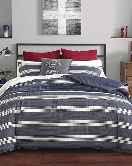 Nautica Comforter Set Reversible Bedding with Matching Sham, Stylish Home Decor, Queen, Craver Navy/White - LeafyLoom