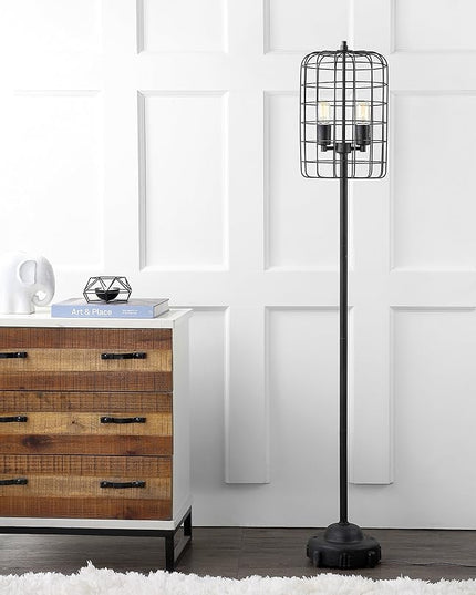 JONATHAN Y JYL4030A Odette 65" Industrial Metal Floor Lamp Industrial,Rustic,Transitional for Bedrooms, Living Room, Office, Reading, Black/Silver - LeafyLoom