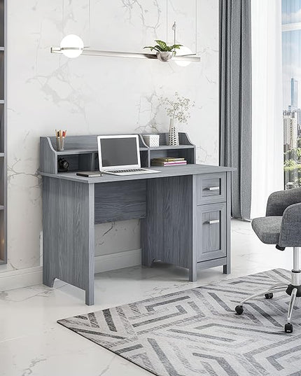 Techni Mobili Classic Office Storage Writing Desk, Grey - LeafyLoom