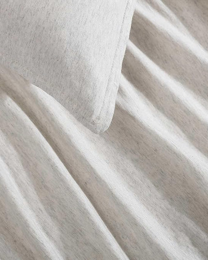 Calvin Klein - King Comforter Set, Luxuriously Soft Home Decor, Modern Cotton Melange Jersey Bedding (Ivory Grey Heather, King) - LeafyLoom