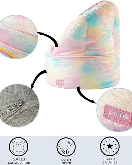 Idea Nuova Unicorn Round Bean Bag Chair for Kids, Ages 3+, Large - LeafyLoom